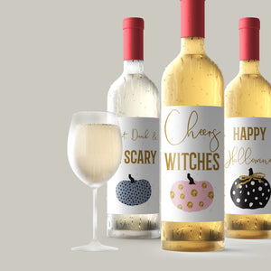 Halloween Wine Labels Happy Hallowine - 4 Funny Halloween Party Decor Cheers Witches Brew Eat Drink Be Scary Wine Bottle Labels Decor 9269