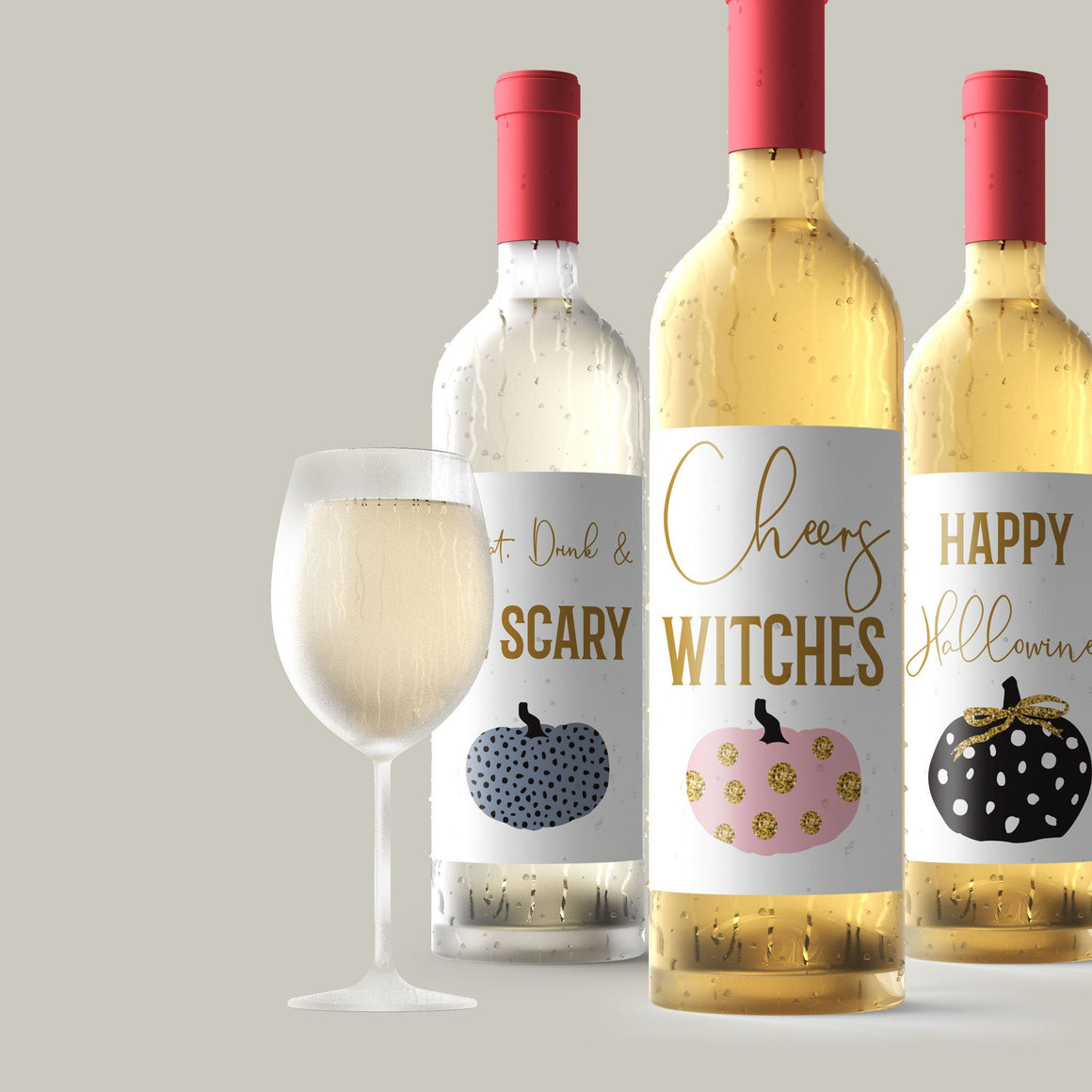 Halloween Wine Labels Happy Hallowine - 4 Funny Halloween Party Decor Cheers Witches Brew Eat Drink Be Scary Wine Bottle Labels Decor 9269