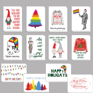 LGBT Holiday Cards Gay Pride Christmas Greetings - 24 Pack