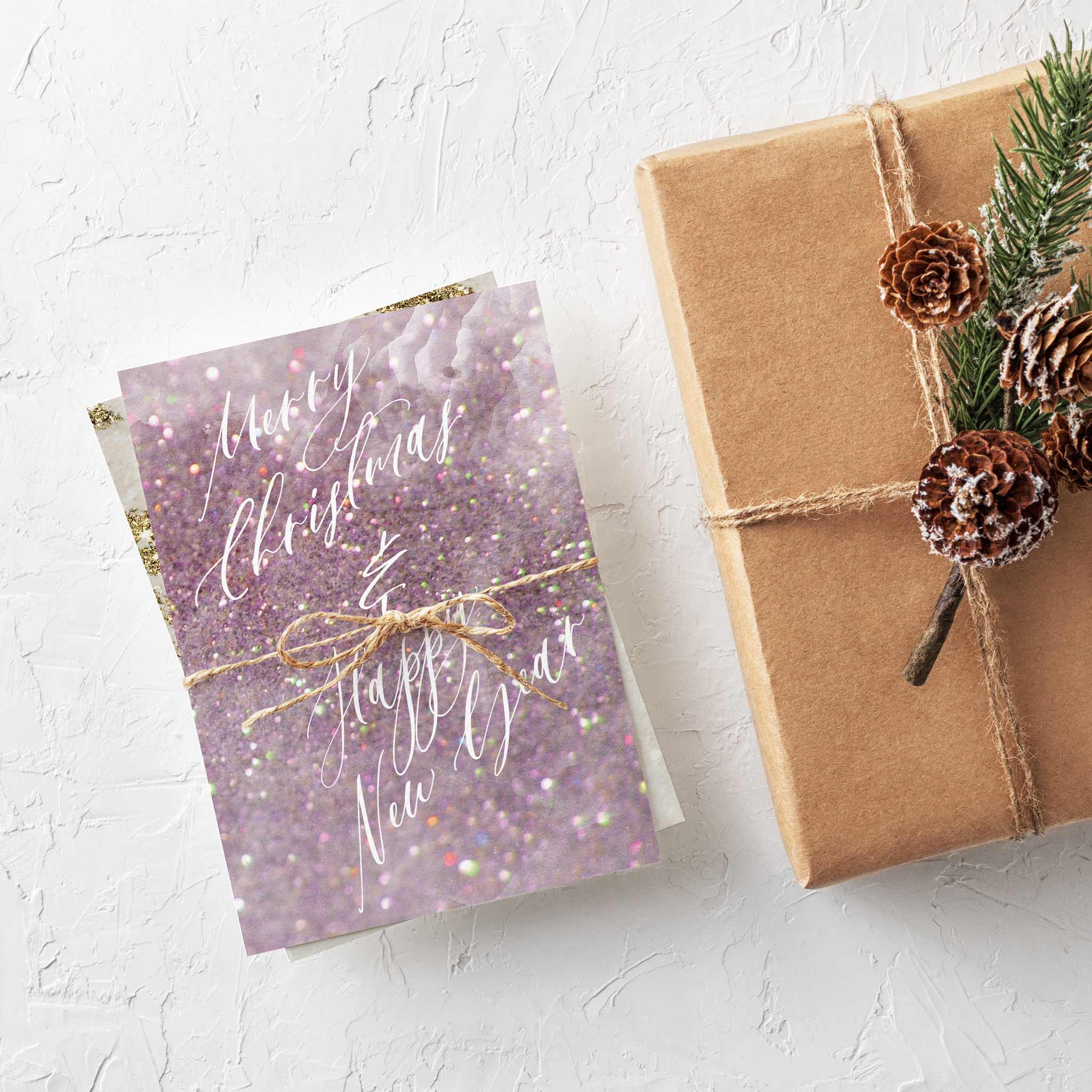 Rose Gold Marble Christmas Cards - 24 Pack Feminine Retro Holiday Cards -  Ritzy Rose