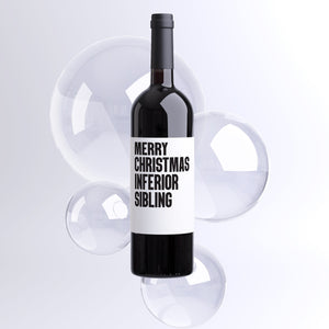 Merry Christmas Inferior Sibling Wine Label