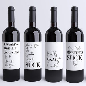 8 Funny Coworker Gifts Coworker Wine Bottle Labels Colleague Card Alternative Printed Peel & Stick Wine Stickers Office Rude Humor Gift 9199