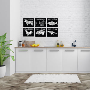 Funky Butcher Cuts of Meat Prints - 6 Prints