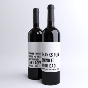 4 Funny Wine Bottle Labels for Mom Gift Thanks For Doing It With Dad | No Matter What Life Throws At You You Don't Have Ugly Kids 9165