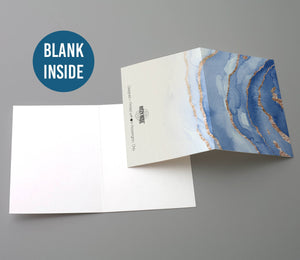 Blue & Gold Water Color Blank Greeting Cards - 24 Pack