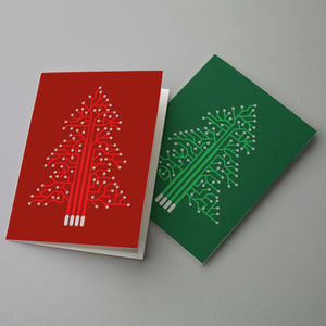 24 Computer Circuit Board Christmas Tree Cards w/ Envelopes