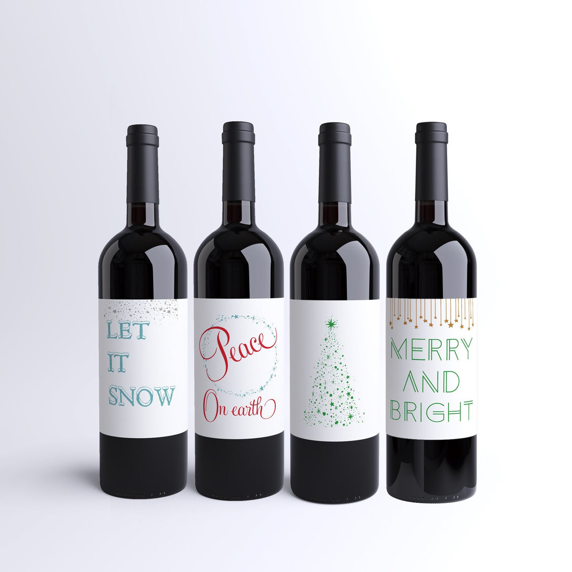 Christmas Wine Labels - 4 Pack