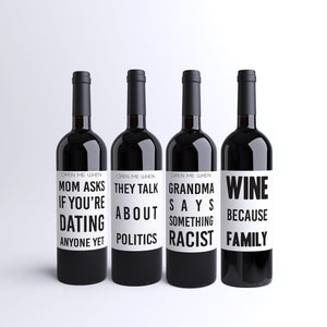 Funny wine labels to survive family dinner at holidays