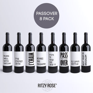 Passover Wine Bottle Labels - 8 Pack