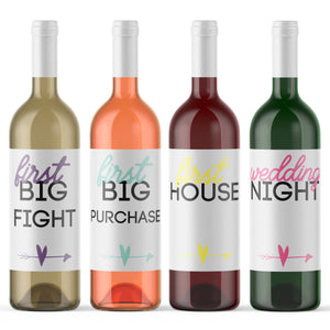 Marriage Milestone Wine Bottle Labels Bridal Shower Gift | 8 Pack