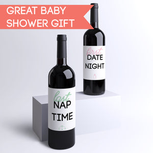 Mommy Milestones Wine Bottle Labels Baby Shower Gift - 8 Pack