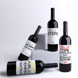 Mommy Milestones Wine Bottle Labels Baby Shower Gift - 8 Pack