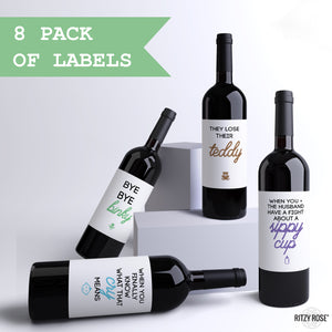 Mommy Milestone Wine Labels Baby Shower Gift - 8 Pack