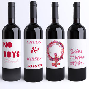 Galentine's Day Wine Labels Valentine's Day for The Girls - 8 Pack