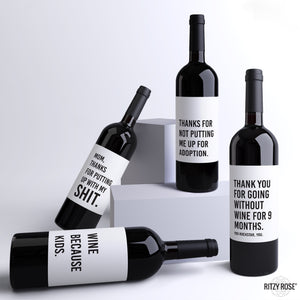 Mother's Day Wine Labels - 4 Pack