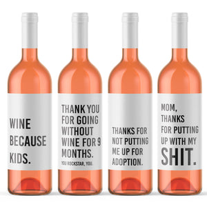 Mother's Day Wine Labels - 4 Pack