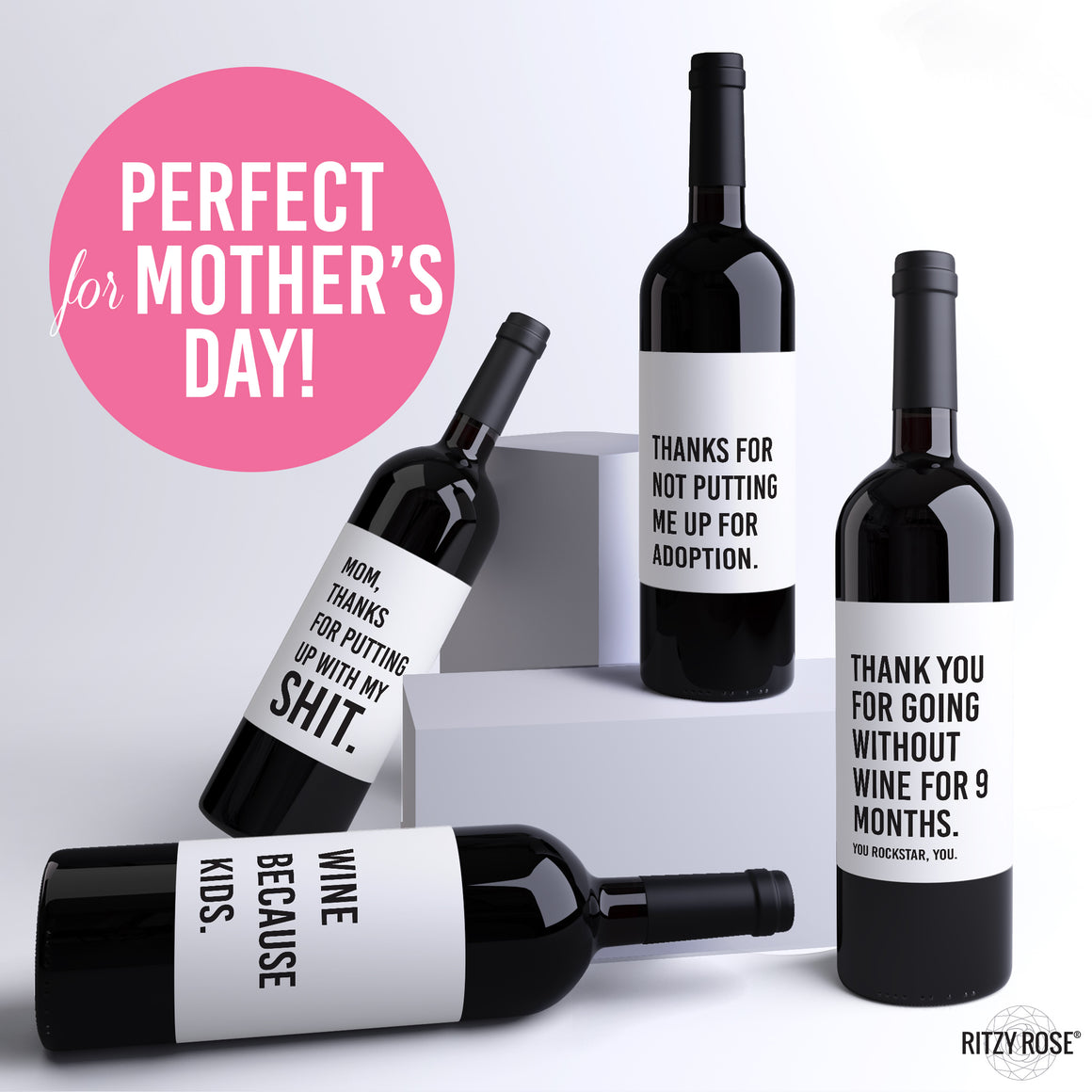 Mother's Day Wine Labels - 4 Pack