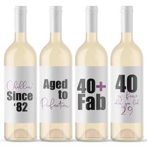 40th Birthday Party Wine Labels - 4 Pack
