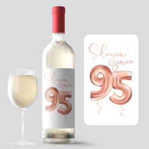 25th Birthday Rose Gold Balloon Wine Labels - 4 Pack