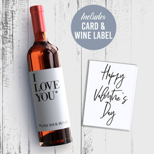 Naughty Valentine's Day Wine Label + Card for Him