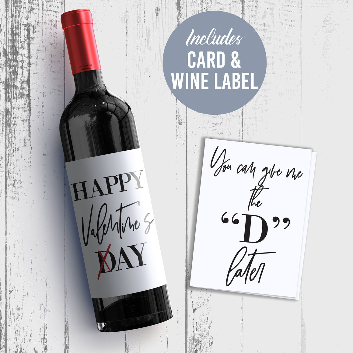 Naughty Valentine's Day Wine Label + Card