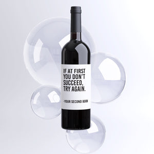 Funny From Second Child Mother's Day Wine Label + Card