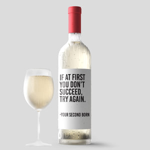 Funny From Second Child Mother's Day Wine Label + Card