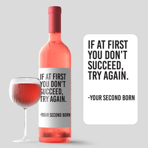 Funny From Second Child Mother's Day Wine Label + Card