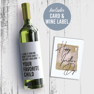 Your Favorite Child Mother's Day Wine Label + Card