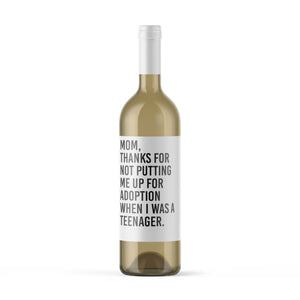 Funny Mother's Day Wine Label + Card