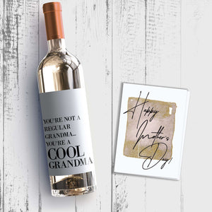 Cool Grandma Mother's Day Wine Label + Card
