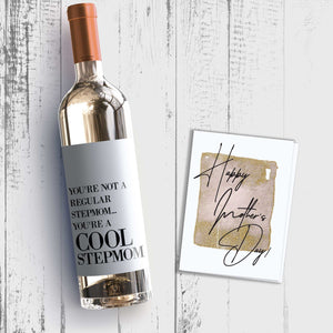 Cool Step Mom Mother's Day Wine Label + Card