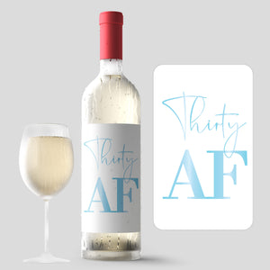 30th Birthday Blue Balloon Wine Labels - 4 Pack