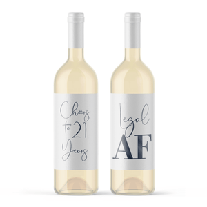 21st Birthday Black Balloon Wine Labels - 4 Pack