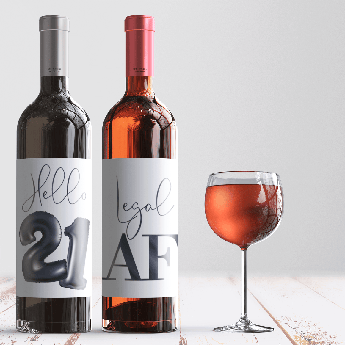 21st Birthday Black Balloon Wine Labels - 4 Pack