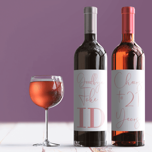 21st Birthday Pink Balloon Wine Labels - 4 Pack