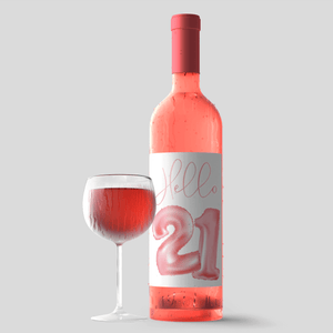 21st Birthday Pink Balloon Wine Labels - 4 Pack