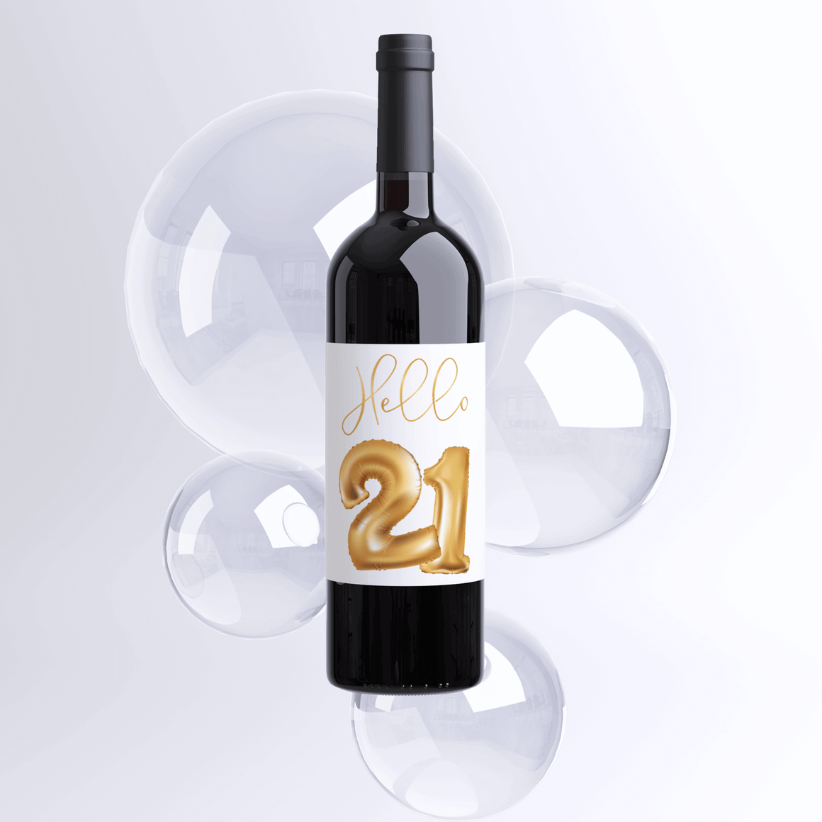 21st Birthday Gold Balloon Wine Labels - 4 Pack
