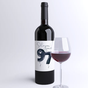 25th Birthday Black Balloon Wine Labels - 4 Pack