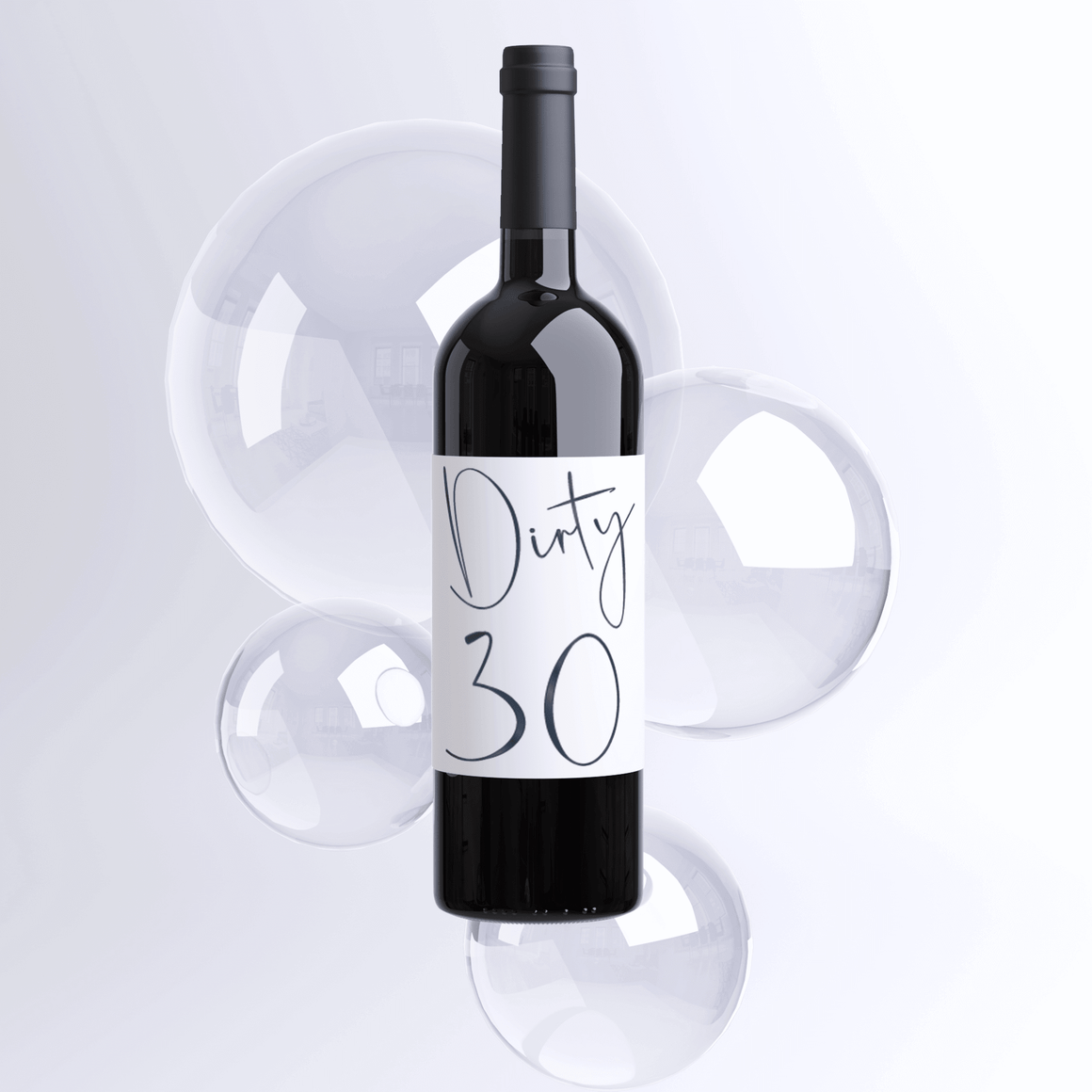 Dirty 30 Birthday Black Balloon Wine Labels - 4 Pack