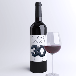 Dirty 30 Birthday Black Balloon Wine Labels - 4 Pack