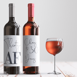Dirty 30 Birthday Black Balloon Wine Labels - 4 Pack