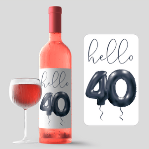 Forty and Fab 40th Birthday Black Balloon Wine Labels - 4 Pack