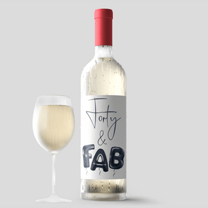 Forty and Fab 40th Birthday Black Balloon Wine Labels - 4 Pack