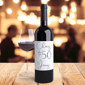 Fifty and Fab 50th Birthday Black Balloon Wine Labels - 4 Pack