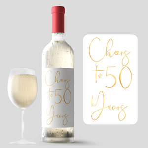 Fifty and Fab 50th Birthday Gold Balloon Wine Labels - 4 Pack