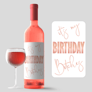 25th Birthday Rose Gold Balloon Wine Labels - 4 Pack