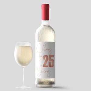 25th Birthday Rose Gold Balloon Wine Labels - 4 Pack