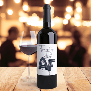 25th Birthday Black Balloon Wine Labels - 4 Pack