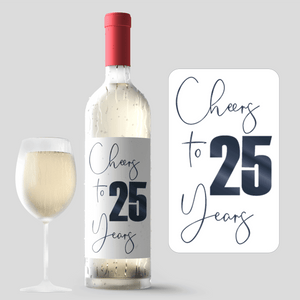 25th Birthday Black Balloon Wine Labels - 4 Pack